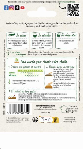 Potagères - Laitue à Couper Feuille de Chêne Blonde à Graine Noire - MEDIA_PACKAGING_VERSO